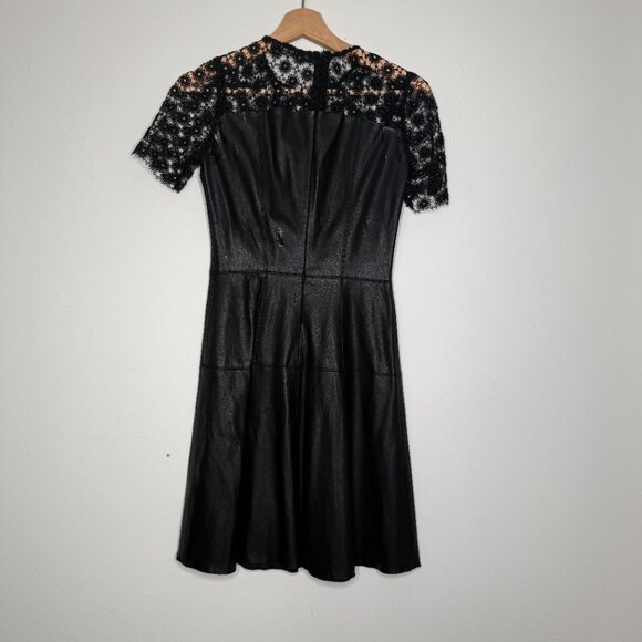 Zara | Faux Leather and Lace Black Mini Dress - XS - Picture 2 of 11